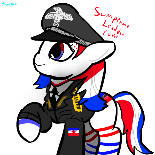 Size: 1000x1000 | Tagged: questionable, artist:pawker, derpibooru import, oc, oc:sumpreme leader coke, earth pony, clothes, image, png, swamp cinema, uniform, world war ii, yugoslavia