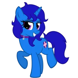 Size: 1500x1500 | Tagged: safe, artist:the smiling pony, derpibooru import, oc, oc:delly, unofficial characters only, pony, unicorn, derpibooru community collaboration, .svg available, 2022 community collab, collar, grin, image, lock, looking at you, padlock, padlocked collar, png, smiling, solo, vector
