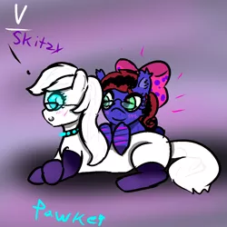 Size: 1000x1000 | Tagged: safe, artist:pawker, derpibooru import, oc, oc:skitzy, oc:v, earth pony, pegasus, female, glasses, image, jpeg, swamp cinema, wholesome