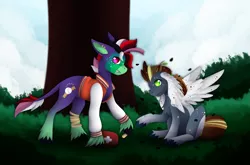 Size: 2245x1486 | Tagged: safe, artist:dreepymom, derpibooru import, oc, oc:gale, oc:peer, unofficial characters only, earth pony, pegasus, pony, image, male, png, wing ears, wings