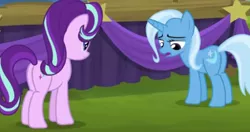 Size: 1006x530 | Tagged: safe, derpibooru import, edit, edited screencap, screencap, starlight glimmer, trixie, pony, unicorn, no second prances, butt, cropped, duo, female, glimmer glutes, image, lesbian, plot, png, shipping, solo, startrix, the great and powerful ass, youtube, youtube link