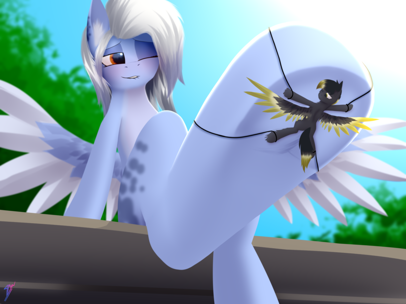 Size: 4000x3000 | Tagged: suggestive, artist:skanim-sdw, derpibooru import, oc, oc:azzy, unofficial characters only, pegasus, pony, commission, fetish, hoof fetish, image, macro, macro/micro, micro, png, tied to hoof, underhoof, ych result