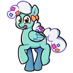 Size: 1200x1200 | Tagged: safe, artist:kukie, derpibooru import, oc, oc:cotton confetti, unofficial characters only, pegasus, pony, derpibooru community collaboration, 2022 community collab, blue coat, cloud mane, cute, daaaaaaaaaaaw, folded wings, full body, happy, image, looking at you, orange eyes, pegasus oc, png, raised hoof, raised leg, simple background, solo, standing on two hooves, tongue out, transparent background, white mane, wings