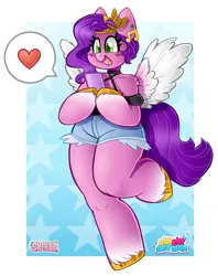 Size: 1920x2419 | Tagged: safe, artist:shyshyoctavia, artist:sk-ree, derpibooru import, pipp petals, anthro, unguligrade anthro, arm hooves, chibi, clothes, g5, image, jpeg, mobile phone, open mouth, open smile, phone, smiling