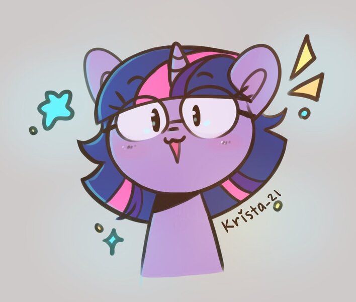 Size: 1027x870 | Tagged: safe, artist:kristalina_21, derpibooru import, twilight sparkle, alicorn, pony, unicorn, cute, female, glasses, image, jpeg, smiling, solo, solo female