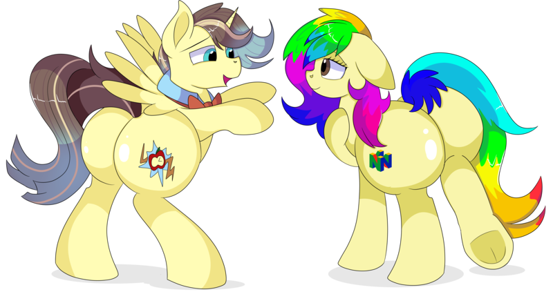 Size: 8700x4600 | Tagged: safe, artist:rainbowtashie, author:bigonionbean, derpibooru import, braeburn, doctor whooves, prince blueblood, time turner, wind waker (character), oc, oc:king righteous authority, oc:rainbow tashie, alicorn, earth pony, pony, alicorn oc, bowtie, butt, commissioner:bigonionbean, cutie mark, female, flank, fusion, fusion:king righteous authority, horn, image, large butt, lying down, male, mare, nintendo, nintendo 64, plot, png, simple background, stallion, thicc ass, transparent background, wings