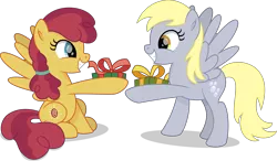 Size: 6789x3962 | Tagged: safe, artist:thatusualguy06, derpibooru import, derpy hooves, sunny delivery, pegasus, pony, .svg available, :d, absurd resolution, background pony, duo, duo female, female, gritted teeth, hairband, image, lesbian, looking at each other, open mouth, open smile, png, present, shipping, simple background, sitting, smiling, smiling at each other, spread wings, sunnyderp, tail, transparent background, two toned mane, two toned tail, vector, wings