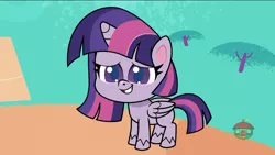Size: 1920x1080 | Tagged: safe, derpibooru import, screencap, twilight sparkle, twilight sparkle (alicorn), alicorn, pony, my little pony: pony life, the mysterious voice, spoiler:pony life s01e20, female, image, mare, png, solo, treehouse logo