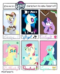 Size: 2028x2480 | Tagged: safe, artist:realgero, derpibooru import, fluttershy, lyra heartstrings, roseluck, twilight sparkle, vinyl scratch, anthro, butterfly, earth pony, insect, pegasus, pony, semi-anthro, unicorn, the last problem, belly, bipedal, book, flower, glue, image, meme, older, older fluttershy, package, png, sitting, sitting lyra, spanish
