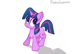 Size: 2160x1620 | Tagged: safe, artist:llamalauncher, derpibooru import, twilight sparkle, pony, unicorn, chest fluff, female, image, png, simple background, solo, unicorn twilight, white background