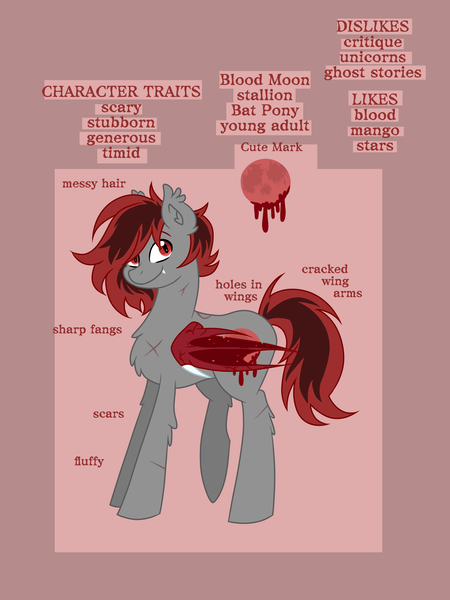 Size: 3456x4608 | Tagged: safe, artist:nightydream, derpibooru import, oc, oc:blood moon, bat pony, pony, image, male, png, reference sheet, scar, solo, stallion