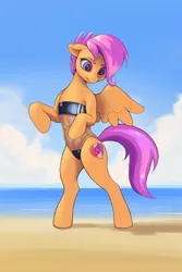 Size: 1200x1800 | Tagged: safe, artist:escapisttwi, derpibooru import, scootaloo, pegasus, clothes, cutie mark, female, gris swimsuit, image, jpeg, one-piece swimsuit, see-through, swimsuit, the cmc's cutie marks