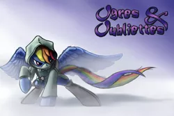 Size: 1920x1280 | Tagged: safe, artist:ciborgen, derpibooru import, rainbow dash, pegasus, pony, assassin's creed, clothes, crossover, dungeons and dragons, female, image, ogres and oubliettes, pen and paper rpg, png, rpg, solo, spread wings, wings