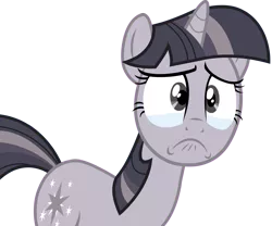 Size: 3975x3313 | Tagged: safe, artist:joemasterpencil, artist:wardex101, derpibooru import, edit, twilight sparkle, pony, unicorn, games ponies play, crying, discorded, discorded twilight, female, frown, high res, image, png, sad, simple background, solo, transparent background, unicorn twilight, vector