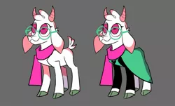 Size: 2095x1265 | Tagged: safe, artist:nonameorous, derpibooru import, ponified, pony, them's fightin' herds, clothes, cloven hooves, community related, crossover, deltarune, glasses, gray background, image, jpeg, male, quadrupedal, ralsei, scarf, simple background, solo