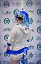 Size: 2140x3322 | Tagged: photographer needed, safe, derpibooru import, vinyl scratch, human, clothes, cosplay, costume, everfree northwest, everfree northwest 2017, image, irl, irl human, jpeg, looking back, photo, solo