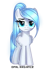 Size: 2600x3600 | Tagged: safe, artist:opal_radiance, derpibooru import, oc, oc:opal radiance, unofficial characters only, pegasus, pony, :c, cyan eyes, folded wings, frown, image, lidded eyes, looking at you, pegasus oc, png, simple background, solo, transparent background, wings