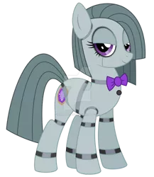 Size: 1280x1473 | Tagged: safe, artist:reitanna-seishin, derpibooru import, marble pie, earth pony, pony, robot, robot pony, alternate design, animatronic, bedroom eyes, bowtie, clothes, deviantart watermark, female, five nights at freddy's, image, mare, obtrusive watermark, png, simple background, solo, transparent background, watermark
