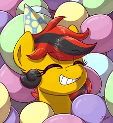 Size: 2332x2550 | Tagged: safe, artist:eisky, derpibooru import, oc, oc:southern belle, unofficial characters only, earth pony, derpibooru exclusive, hat, image, party hat, png, smiling