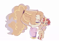 Size: 1017x716 | Tagged: safe, artist:stummm, derpibooru import, adagio dazzle, sunset shimmer, pony, equestria girls, chibi, cute, female, image, jpeg, lesbian, shipping, sketch, sunsagio