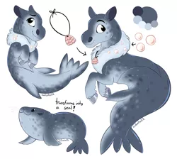 Size: 1500x1346 | Tagged: safe, artist:owlcoholik, derpibooru import, sea pony, seal, fur, image, jewelry, necklace, pearl, png, reference sheet, seashell necklace, simple background, white background