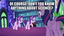 Size: 800x450 | Tagged: safe, derpibooru import, edit, edited screencap, screencap, spike, starlight glimmer, twilight sparkle, pony, every little thing she does, caption, image, image macro, linkara, png, similo duplexis, text