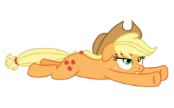 Size: 4000x2500 | Tagged: safe, artist:naturajellyfish, derpibooru import, applejack, earth pony, pony, applejack is not amused, applejack's hat, cowboy hat, cutie mark, female, floppy ears, freckles, frown, gritted teeth, hat, high res, image, lidded eyes, looking up, lying down, mare, png, simple background, solo, transparent background, unamused