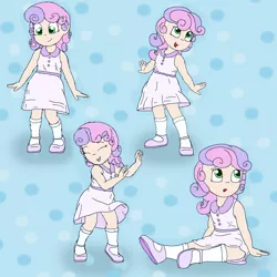 Size: 2500x2500 | Tagged: safe, artist:tahublade7, derpibooru import, sweetie belle, human, clothes, dancing, dress, humanized, image, mary janes, png, shoes, socks
