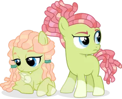 Size: 1920x1556 | Tagged: safe, artist:cirillaq, derpibooru import, oc, oc:brave tree, oc:warm hug, unofficial characters only, earth pony, pony, colt, female, filly, foal, image, lying down, magical lesbian spawn, male, offspring, parent:fluttershy, parent:tree hugger, parents:flutterhugger, png, prone, simple background, transparent background