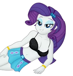 Size: 2500x2600 | Tagged: suggestive, derpibooru import, edit, editor:ah96, rarity, equestria girls, belly button, black underwear, bra, bracelet, breast edit, breasts, busty rarity, cleavage, clothes, female, image, jewelry, ms paint, png, shading, simple background, solo, transparent background, underwear, underwear edit
