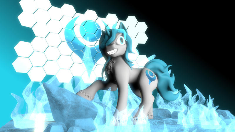 Size: 1920x1080 | Tagged: safe, artist:sin75, derpibooru import, oc, oc:frozen hoof, pony, unicorn, 3d, 3d model, 3ds max, cutie mark, horn, ice, image, jpeg, solo, zbrush