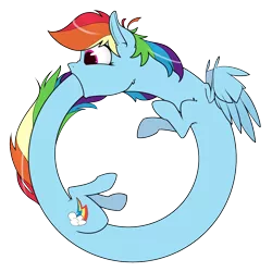 Size: 1250x1250 | Tagged: safe, artist:dacaoo, derpibooru import, rainbow dash, pony, eating, image, ouroboros, png, solo