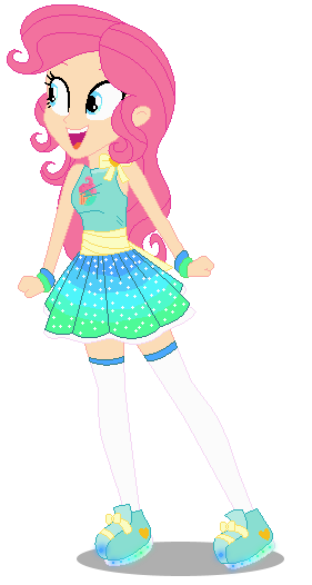 Size: 281x526 | Tagged: safe, alternate version, artist:awoomarblesoda, derpibooru import, oc, oc:honey cakes, unofficial characters only, equestria girls, base used, clothes, female, image, magical lesbian spawn, offspring, parent:fluttershy, parent:pinkie pie, parents:flutterpie, png, simple background, solo, transparent background