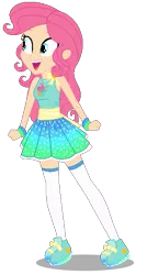 Size: 281x526 | Tagged: safe, alternate version, artist:awoomarblesoda, derpibooru import, oc, oc:honey cakes, unofficial characters only, equestria girls, base used, clothes, female, image, magical lesbian spawn, offspring, parent:fluttershy, parent:pinkie pie, parents:flutterpie, png, simple background, solo, transparent background