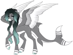 Size: 1979x1502 | Tagged: safe, artist:beamybutt, derpibooru import, oc, unofficial characters only, original species, pony, shark, shark pony, base used, colored wings, hoof polish, image, png, simple background, smiling, solo, transparent background, two toned wings, wings