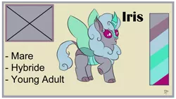 Size: 1192x670 | Tagged: safe, artist:schumette14, derpibooru import, oc, oc:iris, changeling, hybrid, kirin, image, next generation, parent:pharynx, parent:rain shine, parents:phashine, parents:rainrynx, png, rule 63