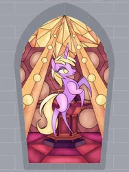 Size: 2400x3200 | Tagged: safe, artist:sixes&sevens, derpibooru import, dinky hooves, unicorn, fanfic, fanfic art, fanfic cover, female, image, png, rearing, solo, stained glass, tardis control room