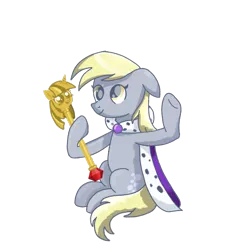 Size: 4000x4000 | Tagged: safe, artist:naturajellyfish, derpibooru import, derpy hooves, pegasus, pony, absurd resolution, cloak, clothes, cute, derpabetes, female, folded wings, image, mare, png, raised hoof, scepter, simple background, sitting, solo, solo female, transparent background, twilight scepter, wings