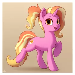 Size: 960x960 | Tagged: safe, artist:luminousdazzle, derpibooru import, luster dawn, unicorn, friendship is magic, chest fluff, cutie mark, full body, g4, image, looking at you, png, raised hoof, simple background, smiling, smiling at you, solo