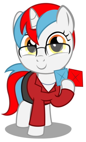 Size: 2220x3660 | Tagged: safe, artist:strategypony, derpibooru import, oc, oc:audina puzzle, unofficial characters only, pony, unicorn, card, challenge, clothes, ddakji, female, filly, foal, glasses, horn, image, it's a trap, paper, png, simple background, skirt, squid game, suit, transparent background, unicorn oc