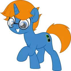 Size: 4989x5000 | Tagged: safe, artist:jhayarr23, derpibooru import, oc, oc:jack chestnut, unofficial characters only, pony, unicorn, derpibooru community collaboration, 2022 community collab, absurd resolution, glasses, grin, horn, image, male, png, raised hoof, simple background, smiling, solo, stallion, transparent background, unicorn oc, vector
