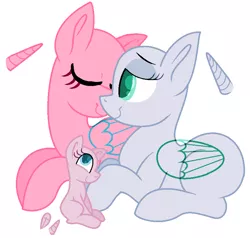 Size: 804x764 | Tagged: safe, artist:awoomarblesoda, derpibooru import, oc, unofficial characters only, pegasus, pony, baby, baby pony, bald, base, eyes closed, female, image, mare, nuzzling, pegasus oc, png, simple background, smiling, white background, wings