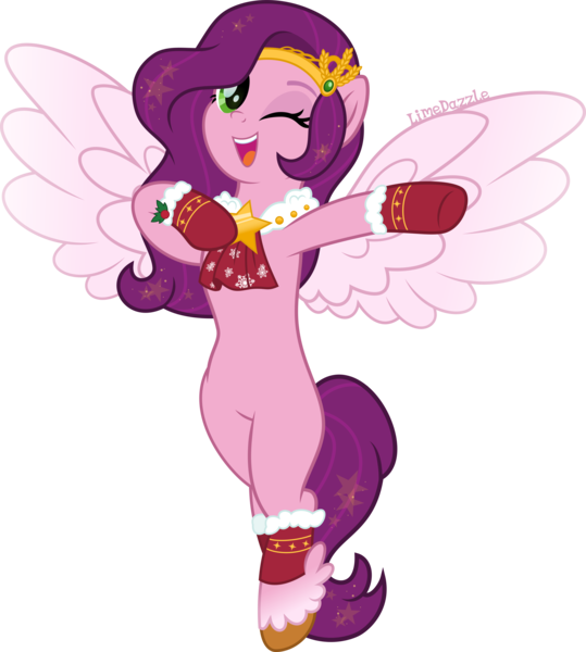 Size: 3596x4000 | Tagged: safe, artist:limedazzle, derpibooru import, pipp petals, pegasus, pony, my little pony: a new generation, christmas, g5, holiday, image, one eye closed, png, simple background, transparent background