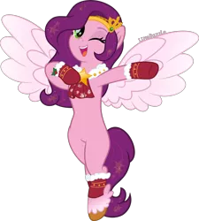 Size: 3596x4000 | Tagged: safe, artist:limedazzle, derpibooru import, pipp petals, pegasus, pony, my little pony: a new generation, christmas, g5, holiday, image, one eye closed, png, simple background, transparent background