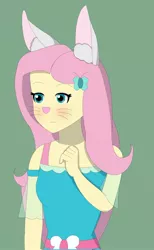 Size: 1264x2048 | Tagged: safe, artist:ratchet321, derpibooru import, fluttershy, anthro, rabbit, equestria girls, animal, bunnified, bunny ears, bunnyshy, image, jpeg, species swap, whiskers