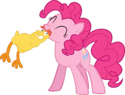 Size: 2812x2132 | Tagged: safe, artist:emedina13, derpibooru import, pinkie pie, earth pony, pony, dragonshy, season 1, eyes closed, image, png, rubber chicken, simple background, transparent background, vector