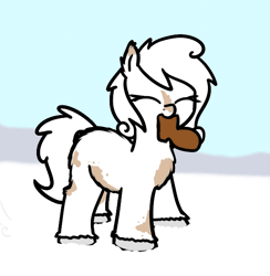 Size: 613x629 | Tagged: safe, artist:neuro, edit, editor:hotkinkajou, oc, unofficial characters only, pony, taiga pony, animated, boot, dancing, eyes closed, female, gif, image, mare, motion blur, mouth hold, smiling, snow, solo, unshorn fetlocks