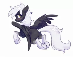 Size: 2856x2244 | Tagged: safe, artist:lunnita_pony, derpibooru import, oc, unofficial characters only, pegasus, pony, female, flying, image, jpeg, looking back, mare, simple background, solo, spread wings, underhoof, white background, wings