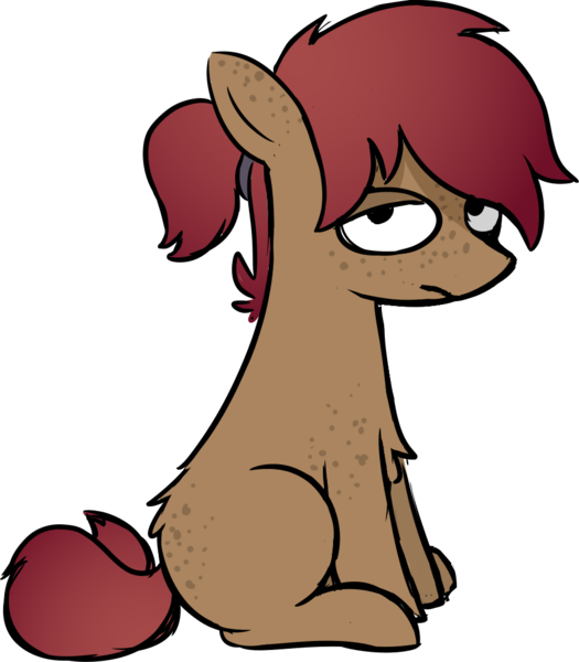 Size: 909x1039 | Tagged: safe, artist:modocrisma, derpibooru import, oc, oc:sobakasu, unofficial characters only, earth pony, pony, derpibooru community collaboration, 2022 community collab, chest fluff, community related, fluffy, freckles, hairtie, image, looking at you, male, png, ponysona, ponytail, simple background, sitting, solo, transparent background