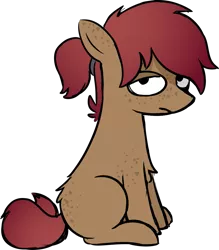Size: 909x1039 | Tagged: safe, artist:modocrisma, derpibooru import, oc, oc:sobakasu, unofficial characters only, earth pony, pony, derpibooru community collaboration, 2022 community collab, chest fluff, community related, fluffy, freckles, hairtie, image, looking at you, male, png, ponysona, ponytail, simple background, sitting, solo, transparent background